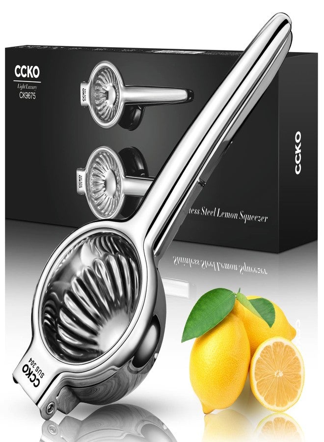 CCKO Lemon Lime Squeezer Stainless Steel Manual Juicer Extra Large Heavy Duty Citrus Juicer Hand Press Max Extraction Fruit Juicer for Oranges Lemons Limes - Image 1